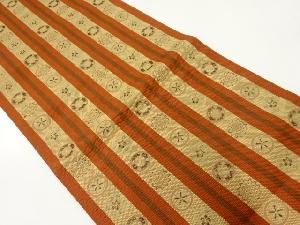 リサイクル　縞に円・花模様織出し名古屋帯